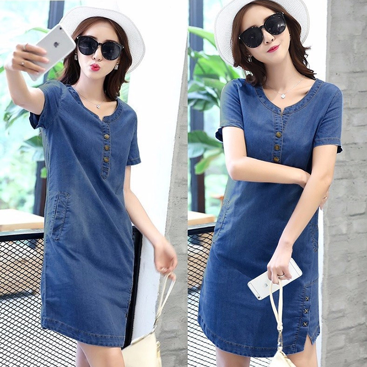 ĐẦM JEAN SUÔNG XẺ TÀ ĐÍNH 3 NGÔI SAO